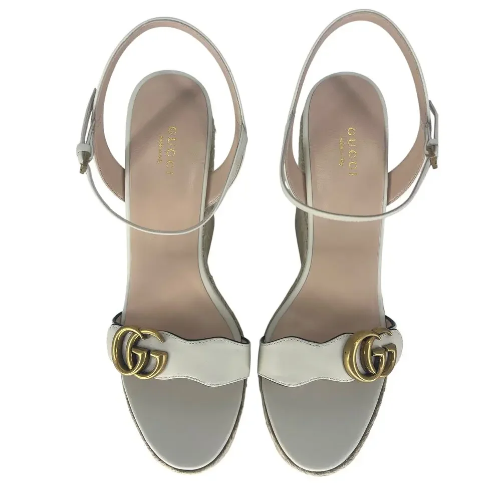Gucci Aitana Marmont GG Leather Platform Espadrille Wedge Sandals 41 - Picture 9 of 16